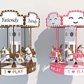 Yuentendy Playground Carousel With Brown Pink Design Smiley Face Top And I ❤️ PLAY Base