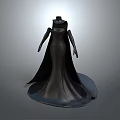 Elegant Black Evening Dress With Long Cape And Flowing Skirt Design