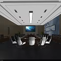 Modern Conference Room Interior Design With Long Table Chairs And Large Screen 3d model