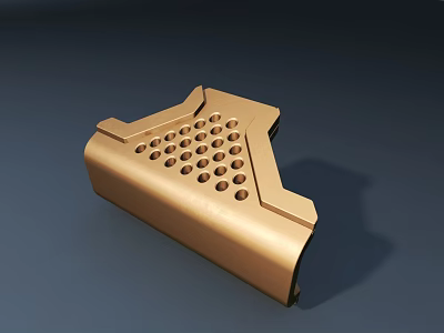 Golden Metal Hardware Tool Component With Perforated Holes And Durable Design 3d model