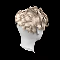 Game And Movie Character White Head Model With Blonde Curly Hair On Black Background