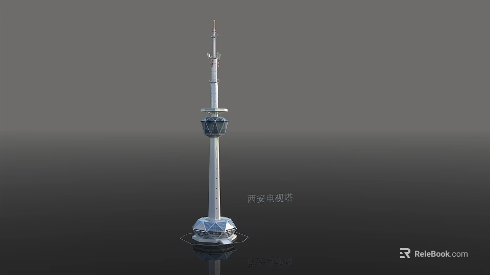 Xi'an TV Tower Modern Architectural Structure With Observation Deck And Tall Spire 3d model 