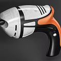 Modern Weapon Design With Silver Black Orange Color And Streamlined Ergonomic Handle 3d model
