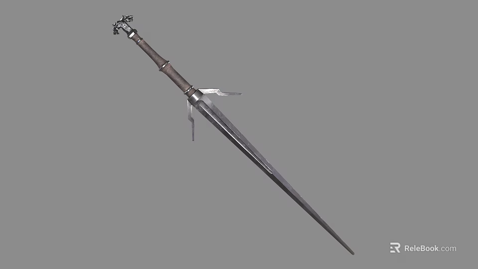 Medieval Style Sword With Metal Blade Wooden Hilt And Decorative Guard 3d model 