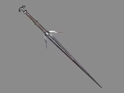 Medieval Style Sword With Metal Blade Wooden Hilt And Decorative Guard 3d model