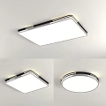 Modern Square and Round Ceiling Light with Sleek Black Frame and White Panel 3d model