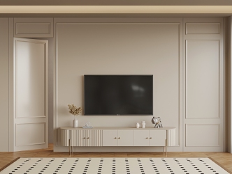 French Cream Style Invisible Door TV Background Wall TV Cabinet 3d model