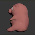 Pink Cartoon Pig Character With Big Eyes Sitting In Plump Body Design