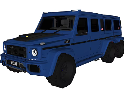 Blue Six Wheel Off Road Vehicle With Large Tires And Black Accents 3d model