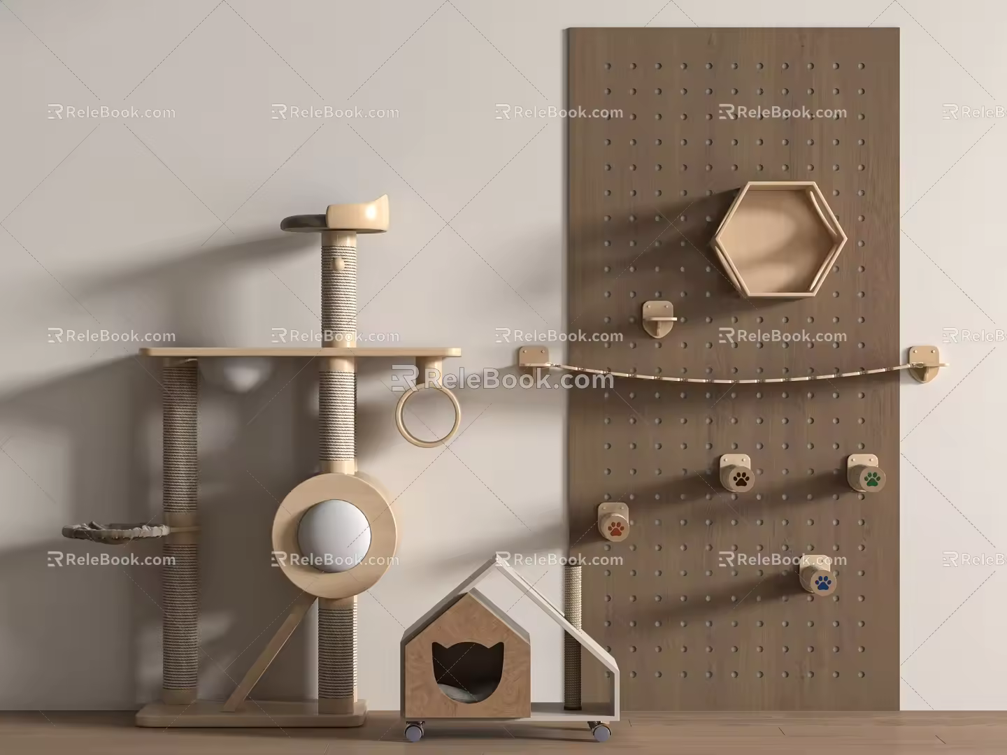 Cat Climbing Rack Cream Wind Cat Climbing Rack Cat Nest 3d model