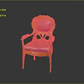 Classic Carved Wooden Chair With Pink Upholstery Ornate Backrest And Armrests