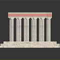 Ancient Greek Style Architectural Model With White Columns Red Top And Stepped Base