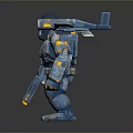 Mechanical Gorilla Character With Jet Wings And Gun In Metallic Armor Design