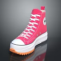 High Top Pink Shoes with White Laces Platform Sole and Orange Star Logo