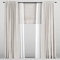 Light Gray Linen Curtains With Sheer Layer For Modern Window Decoration 3d model