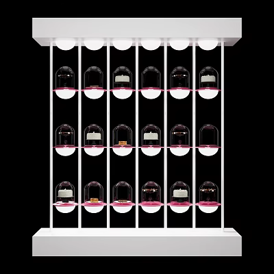 White Frame Display Shelf With Multiple Layers Transparent Domes And Lighting For Small Items 3d model