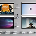 Projection Monitoring with Multiple Projection Screens and Projector Devices Displaying Various Content