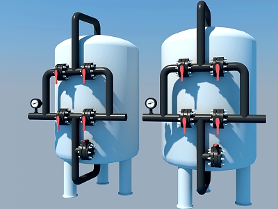 Water purification filter tank sewage treatment system 3d model