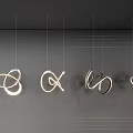 Set of Modern Geometric Circular Chandeliers with Warm Metallic Pendant Lights