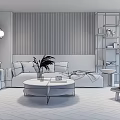 Modern sofa coffee table combination 3d model