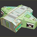 Cartoon Scene of White Modular Sci Fi Building With Gray Blocks Windows And Equipment Details
