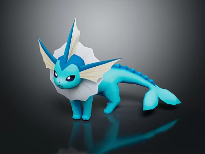 Blue Aquatic Creature Character With Finned Ears And Fish Like Tail 3d model