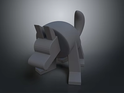 Low Poly Gray Block Style Dog Like Game And Movie Character 3D Model Design 3d model