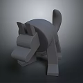 Low Poly Gray Block Style Dog Like Game And Movie Character 3D Model Design