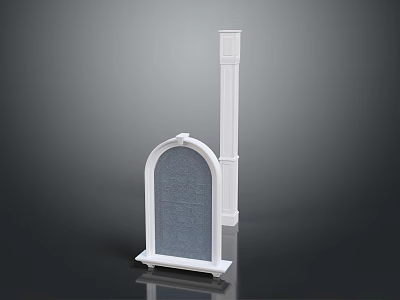 White Decorative Columns Featuring Arched Top And Textured Design For Home Decor 3d model