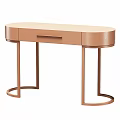 Modern Minimalist Dressing Table With Rose Gold Metal Legs And Single Drawer