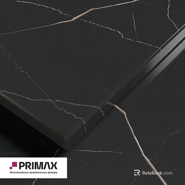 Black Marble Component With White Crack Patterns And Polished Edge Surface 3d model 