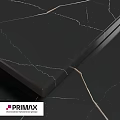 Black Marble Component With White Crack Patterns And Polished Edge Surface