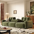 Elegant Green Upholstered Sofa And Coffee Table Set For Cozy Modern Living Room Home Decor