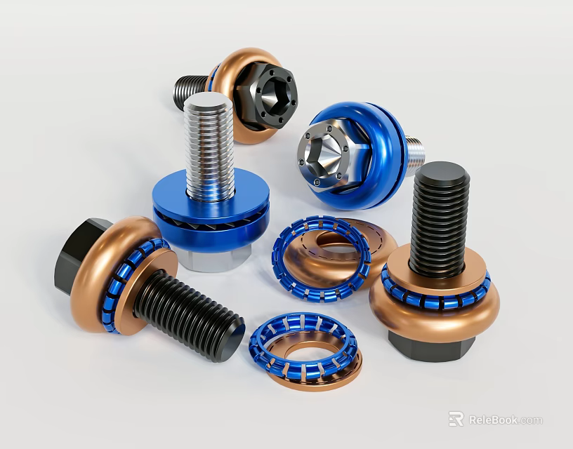 High Quality Hardware Tools Including Colored Metal Bolts Nuts And Washers For Industrial Use 3d model 
