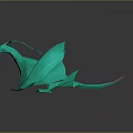 Green Origami Dragon 3D Model With Sharp Wings Yellow Eyes And Red Accents