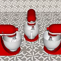 Red Stand Mixers As Modern Kitchen Appliances With Stainless Steel Bowls