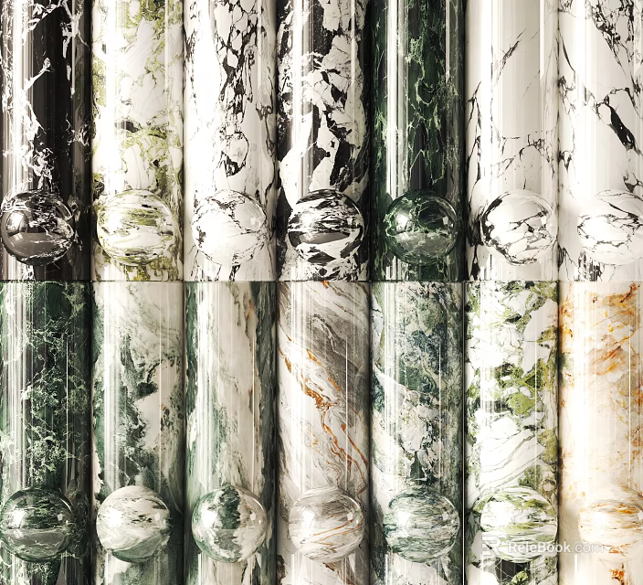 Natural Stone And Wood Materials With Various Textures And Patterns For Interior Design 3d model 