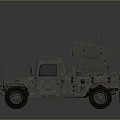 Tactical Military Hummer Vehicle With Roof Mounted Communication Equipment And Antennas