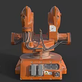 Orange Intelligent Industrial Robotic Machine With Mechanical Arm And Automation Components