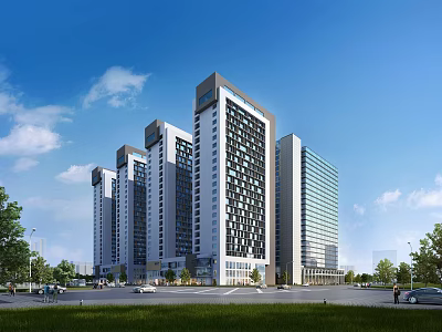 Modern Industrial Factory Building Exterior With High Rise Structure Large Glass Windows And Green Surroundings 3d model