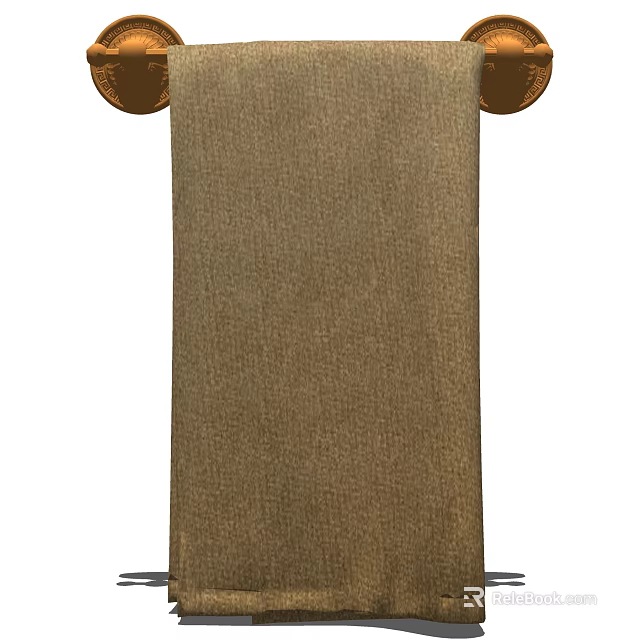 High Quality Soft Brown Towel with Textured Surface and Hanging Loops 3d model 