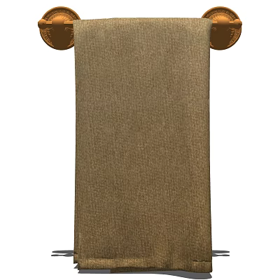 High Quality Soft Brown Towel with Textured Surface and Hanging Loops 3d model
