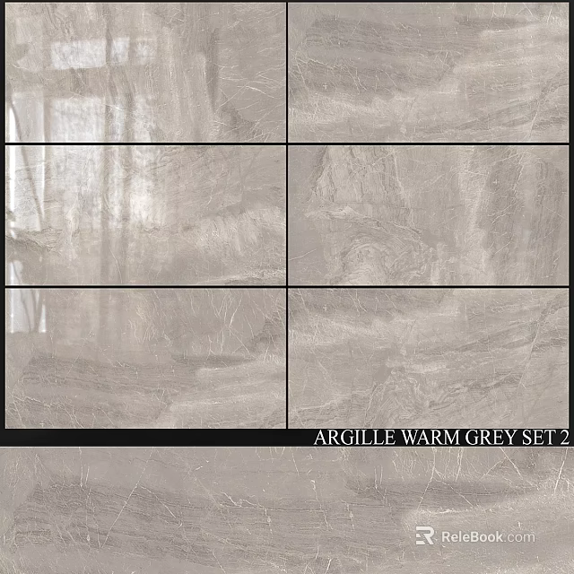 Argille Warm Grey Textured Tiles Set 2 For Interior Wall And Flooring Design 3d model