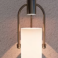 Minimalist Modern Wall Sconce With Metal Frame White Shade And Light Shadow On Textured Wall