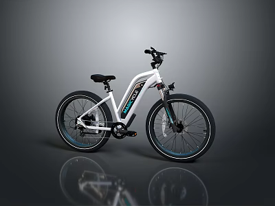 Modern White Electric Bicycle with Black Seat and Wide Tires Design 3d model
