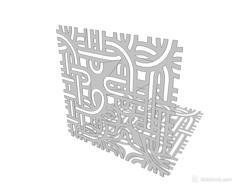 Decorative Gray Wall Panel With Intricate Laser Cut Geometric Patterns And Artistic Design 3d model 