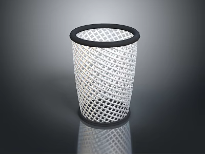Modern Household Trash Can With Mesh Design And Black Rim Plastic Material 3d model