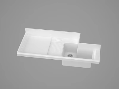 Modern White Ceramic Washbasin With Sleek Countertop And Single Bowl Design 3d model