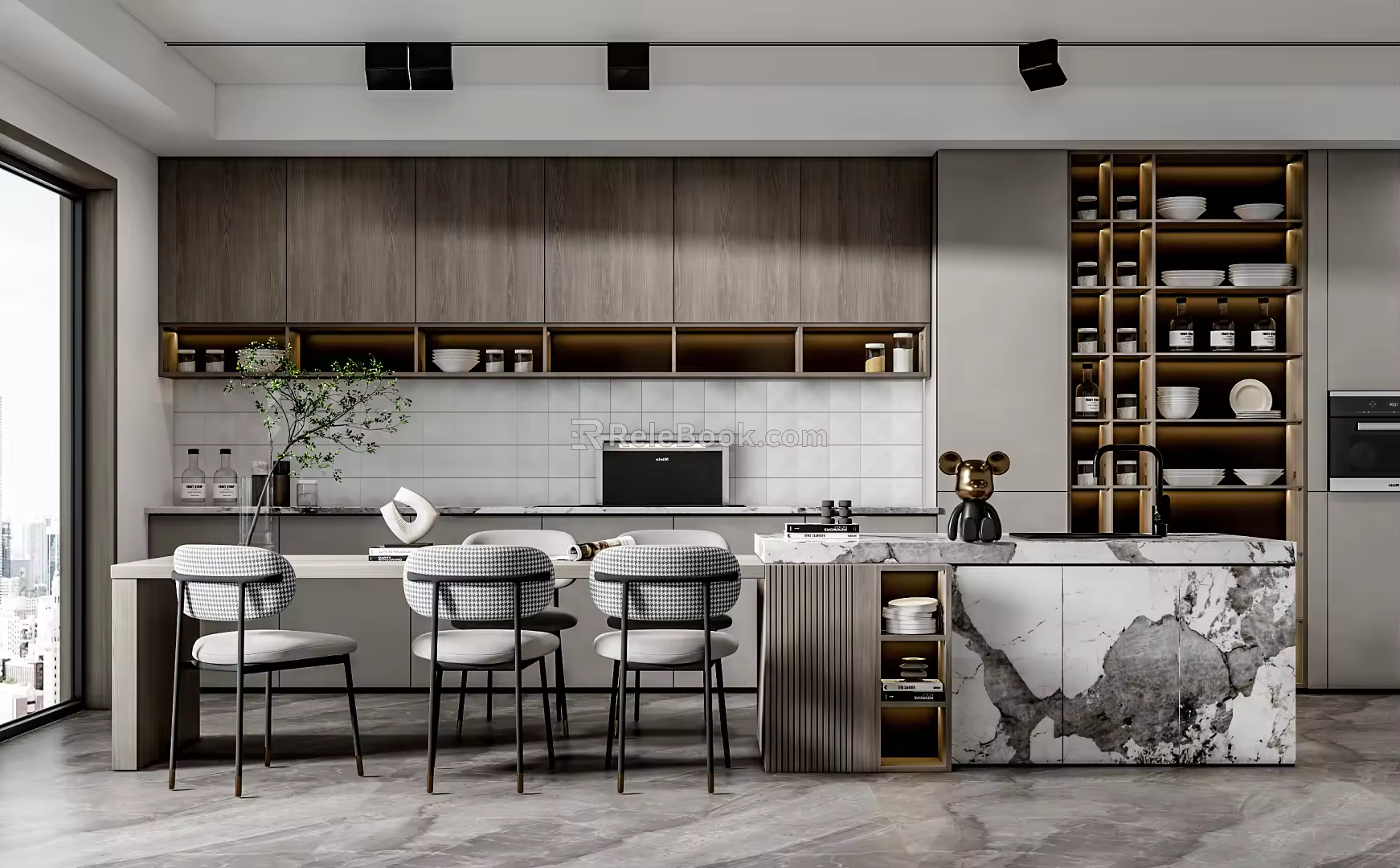 Modern Dining Table and Chair Combination Open Bar Dining Table and Chair 3d model