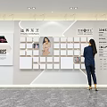Modern Activity Exhibition Wall With Photo Displays Text Information And Visitor Viewing